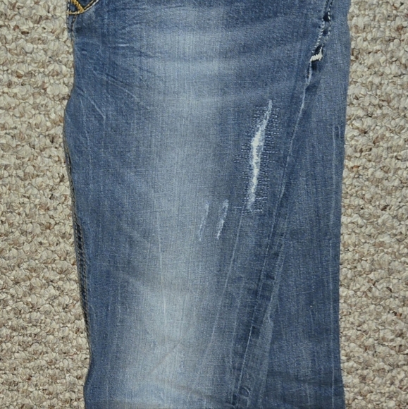 REROCK for EXPRESS Distressed Boot Blue Jeans Sz 10R Patch Work Women's - Picture 5 of 10